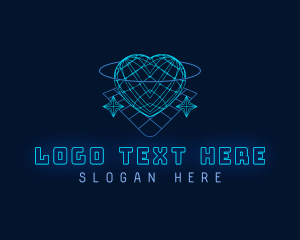 Glow - Heart Cyber Y2K logo design