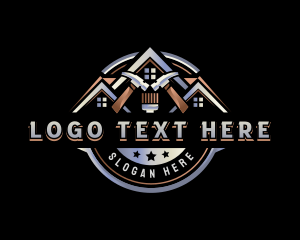 Emblem - Hammer Paintbrush Construction logo design