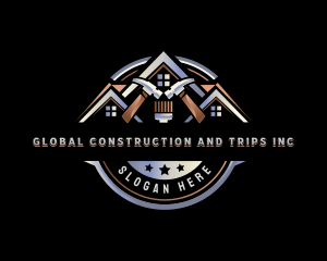 Hammer Paintbrush Construction logo design