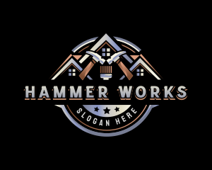 Hammer - Hammer Paintbrush Construction logo design