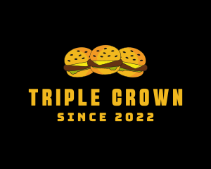 Three - Cheeseburger Sandwich Snack logo design