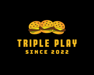 Three - Cheeseburger Sandwich Snack logo design
