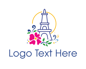 French - Flower Eiffel Tower logo design