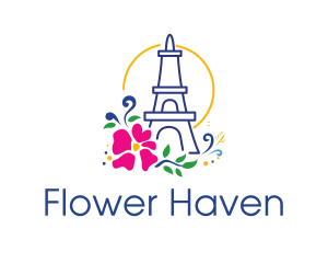 Flower Eiffel Tower logo design