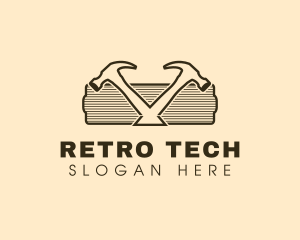 Retro Brown Hammer logo design