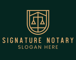 Notary - Gold Scale Shield logo design
