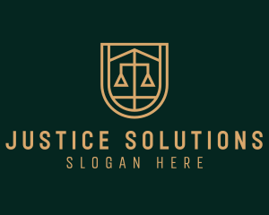 Judicial - Gold Scale Shield logo design