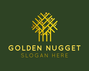 Golden Abstract Tree logo design