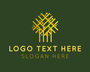 Metallic - Golden Abstract Tree logo design