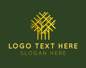 Golden Abstract Tree Logo