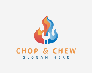 Hot Cold Wrench Mechanic Logo