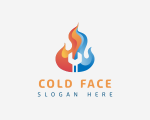 Hot Cold Wrench Mechanic logo design