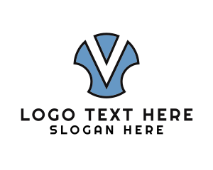 Initial - Sky Blue Shield V logo design