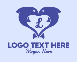 Dolphin Heart Letter logo design