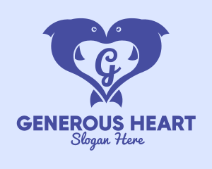 Dolphin Heart Letter logo design