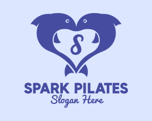 Online Dating - Dolphin Heart Letter logo design