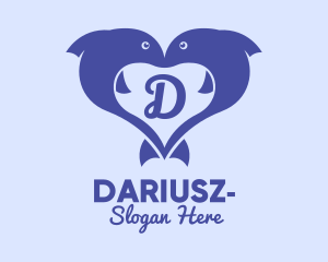 Dating Site - Dolphin Heart Letter logo design