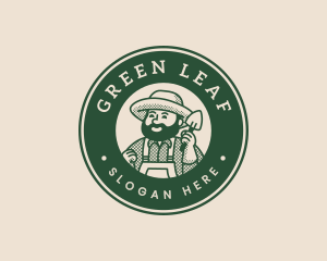 Evergreen - Lawn Farmer Gardener Spade logo design