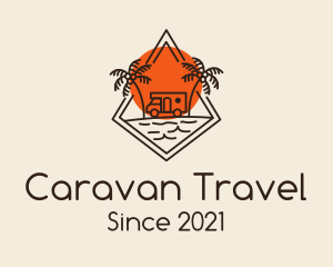 Caravan - Tropical Beach Campervan logo design