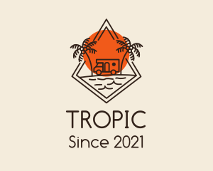 Tropical Beach Campervan logo design