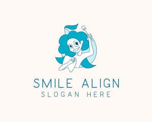 Smiling Woman Dentist logo design