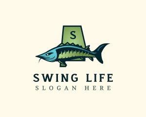 Alabama Sturgeon Fish logo design