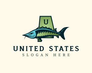 Alabama Sturgeon Fish logo design