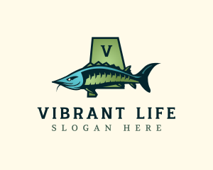 Alabama Sturgeon Fish logo design