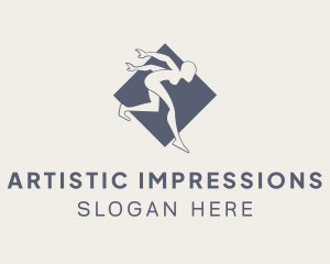 Exhibition - Gray Gymnast Pose logo design