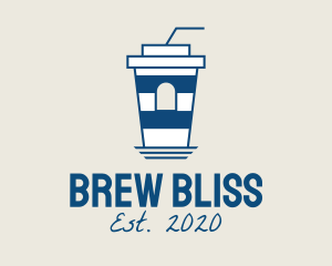 Brew - Seaside Lighthouse Coffee Cafe logo design