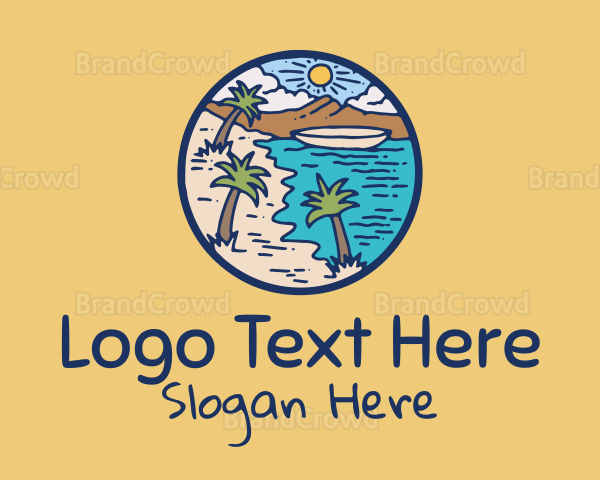 Tropical Beach Illustration Logo