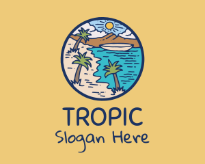 Tropical Beach Illustration logo design