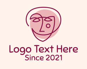 Skin Care - Purple Face Monoline logo design