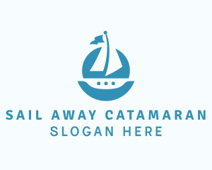 Sailing Catamaran Boat logo design