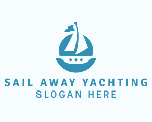 Sailing Catamaran Boat logo design