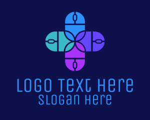 Click - Computer Mouse Cross Pattern logo design