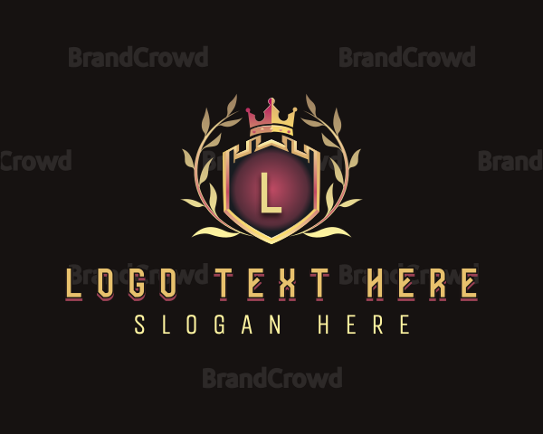 Tower Shield Crown Wreath Logo