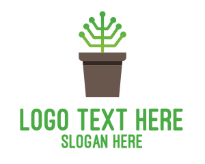 Leaf - Circuit Plant Pot logo design