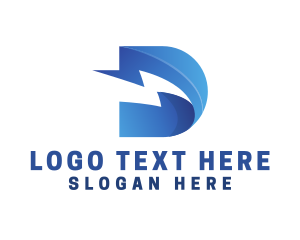 Social Media - Blue D Lightning logo design