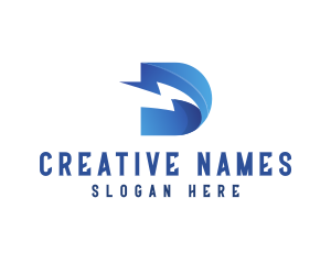 Name - Flash Lightning Letter D logo design