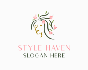 Beautiful - Floral Hair Beauty logo design