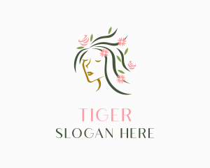 Beautiful - Floral Hair Beauty logo design