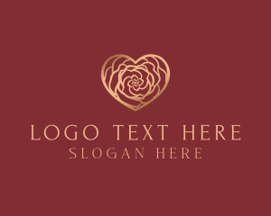 Valentines - Gold Rose Heart logo design