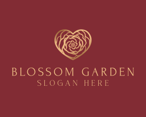 Flora - Gold Rose Heart logo design