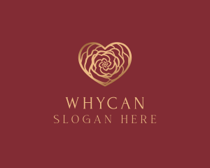Floriculture - Gold Rose Heart logo design