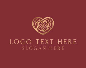 Love - Gold Rose Heart logo design