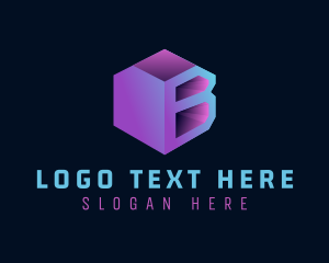 App - Hexagon Cube Letter B logo design