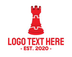 Castle - Red Chess Puzzle logo design