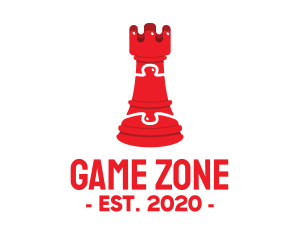 Red Chess Puzzle logo design