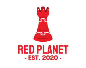 Red Chess Puzzle logo design